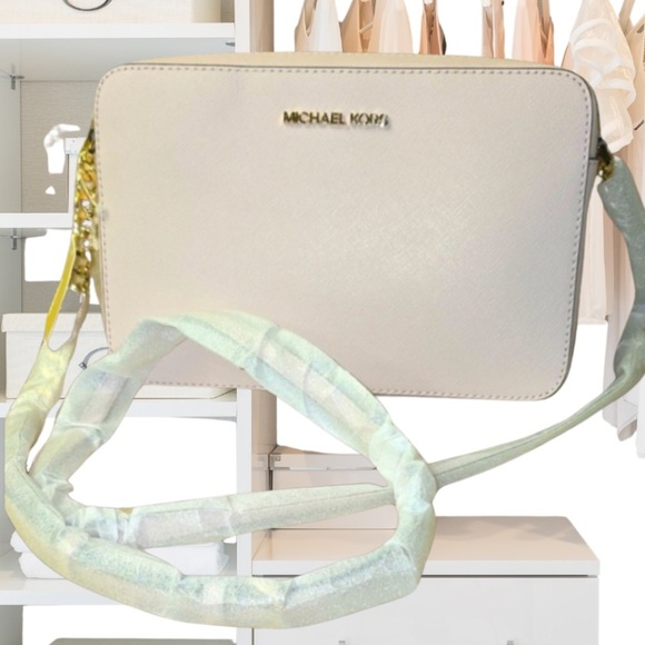 Michael Michael Kors Powder Blush Leather Crossbody Jet Set Bag Lg, NWT - Picture 1 of 11